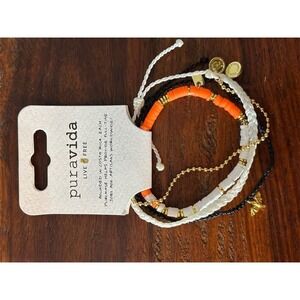 Pura Vida Monthly Bracelet Pack Orange White Black Gold Tone Charms